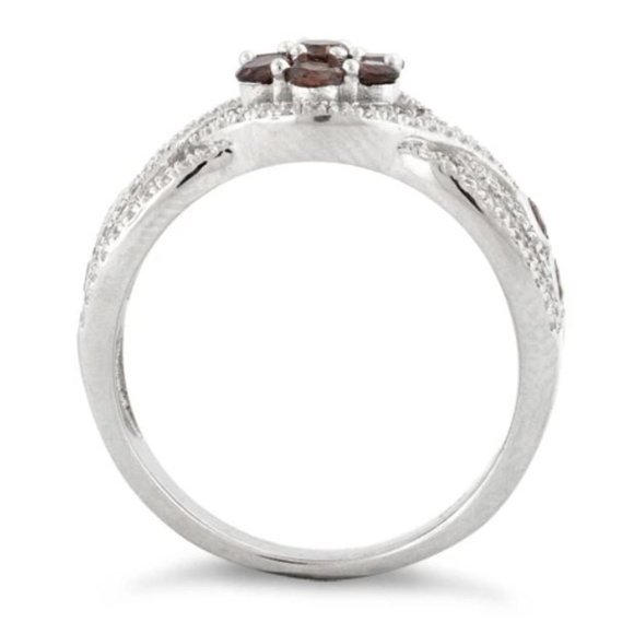 925 STERLING SILVER Chocolate Cubic Zirconia Cluster Ring - Picture 13 of 14